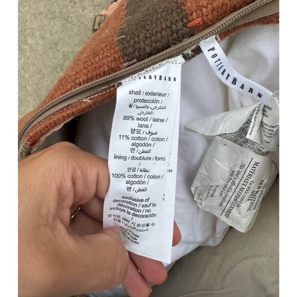 pottery barn 22” wool throw pillow cover with down insert - Picture 4 of 5